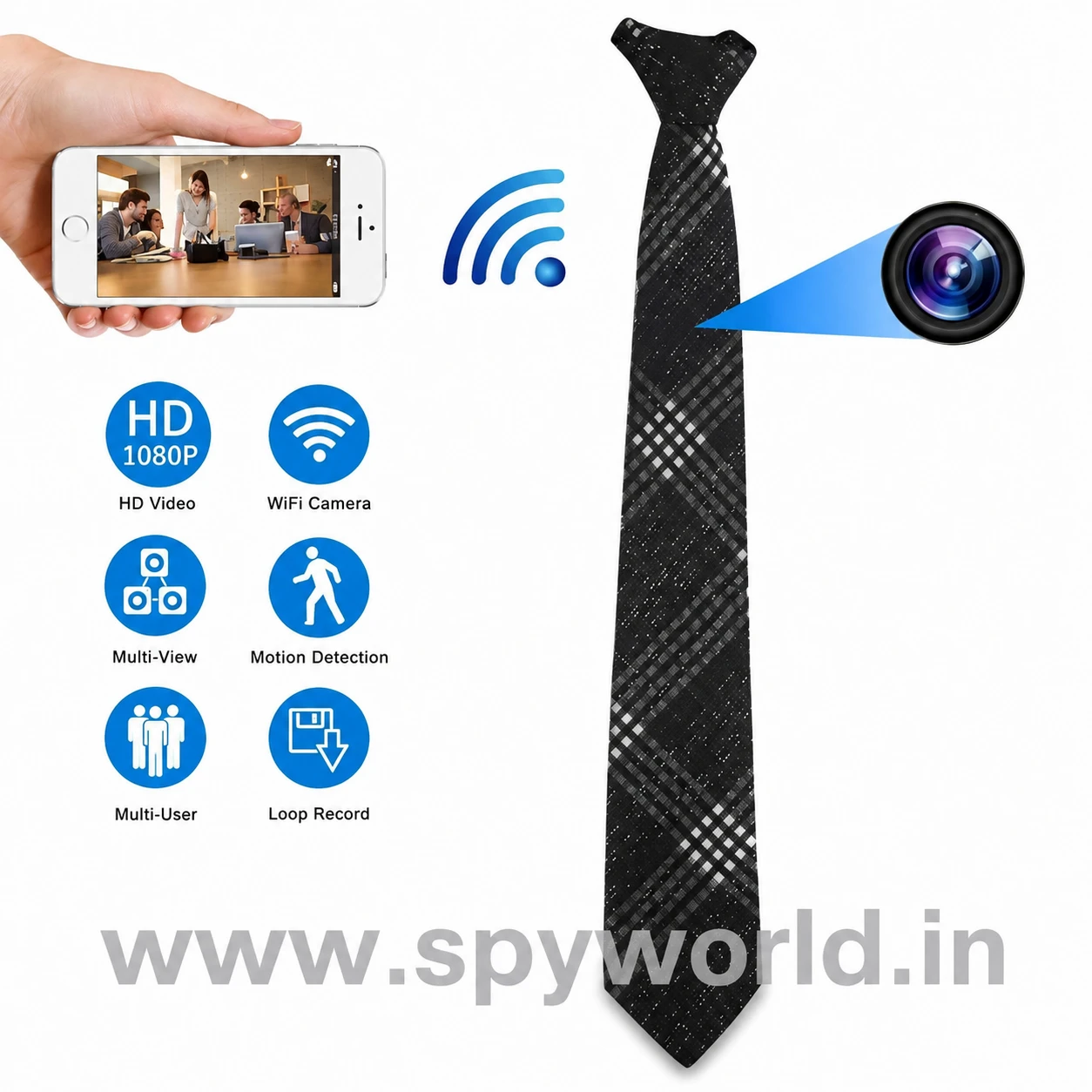 1080P Full HD Necktie Spy Camera, Hidden Wearable Necktie Camera with 3H Battery Backup