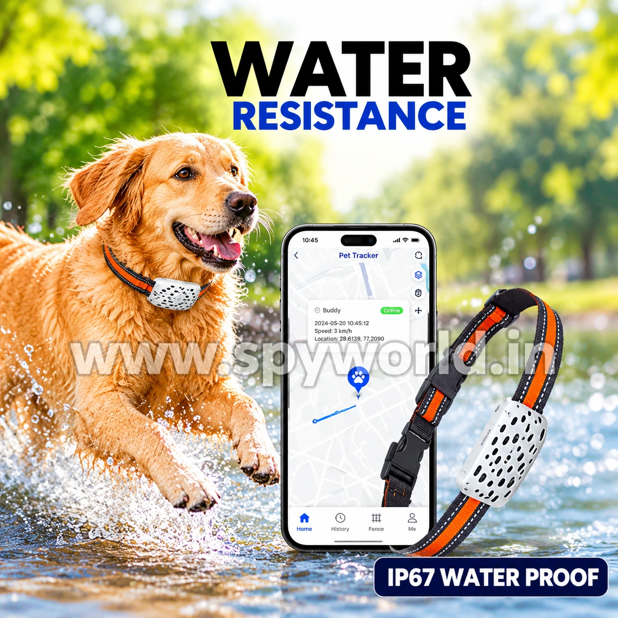 4G Pet GPS Tracker for Dogs & Cats with 1-Year SIM Subscription, Real-Time GPS Tracking, Geo-Fence, SOS, Voice Calling, IP67 Waterproof & Long Battery Life