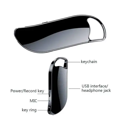 Spy Keychain Voice Recorder, 20Hours Battery Backup with Sensitive Noise Recording Mode, Voice Activated Recording Device, Triple Noise Reduction Spy Small Audio Recording with Inbuilt Memory 32gb Spy Voice Recorder - Image 2