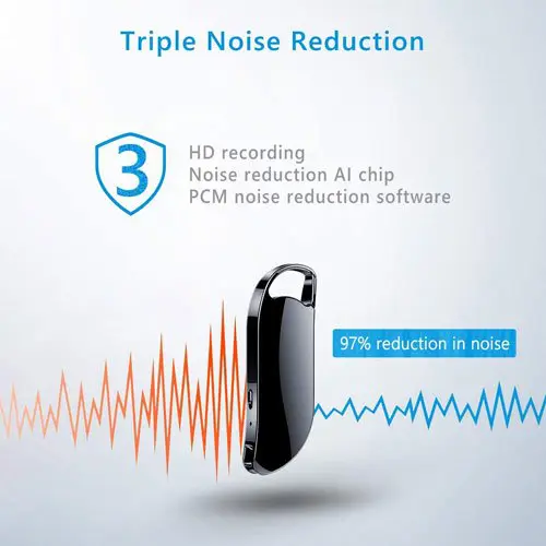 Spy Keychain Voice Recorder, 20Hours Battery Backup with Sensitive Noise Recording Mode, Voice Activated Recording Device, Triple Noise Reduction Spy Small Audio Recording with Inbuilt Memory 32gb Spy Voice Recorder - Image 4