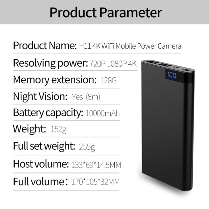 4K HD Wi-Fi Power Bank Hidden Spy Camera with Audio & Night Vision Live Video 3 to 4 Hours Battery Backup Recorder - Image 5
