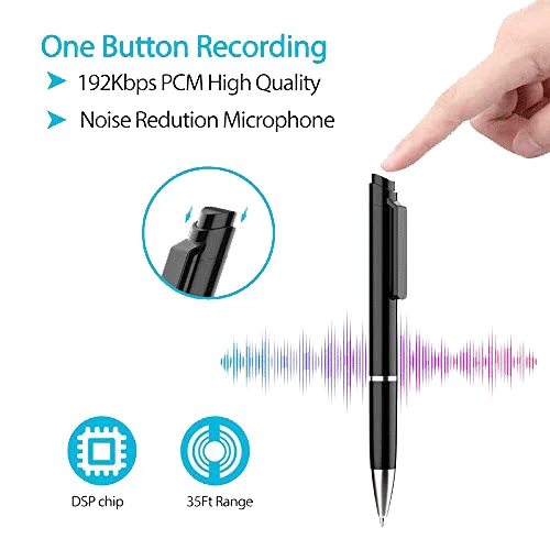 Spy Pen Digital Voice Recorder, Mini Voice Recorder with Sensitive Noise Recording Mode, Voice Activated Audio Recording, 36 Hours Long Battery Backup Spy Pen Recorder Perfect for Meetings, Classes, Interview, Speech - Image 3