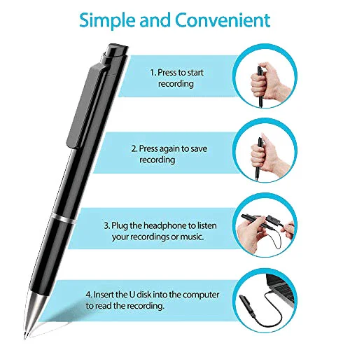 Spy Pen Digital Voice Recorder, Mini Voice Recorder with Sensitive Noise Recording Mode, Voice Activated Audio Recording, 36 Hours Long Battery Backup Spy Pen Recorder Perfect for Meetings, Classes, Interview, Speech - Image 4