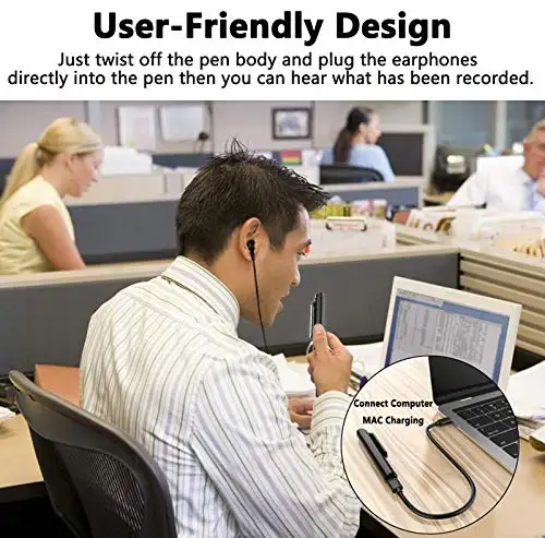 Spy Pen Digital Voice Recorder, Mini Voice Recorder with Sensitive Noise Recording Mode, Voice Activated Audio Recording, 36 Hours Long Battery Backup Spy Pen Recorder Perfect for Meetings, Classes, Interview, Speech - Image 5