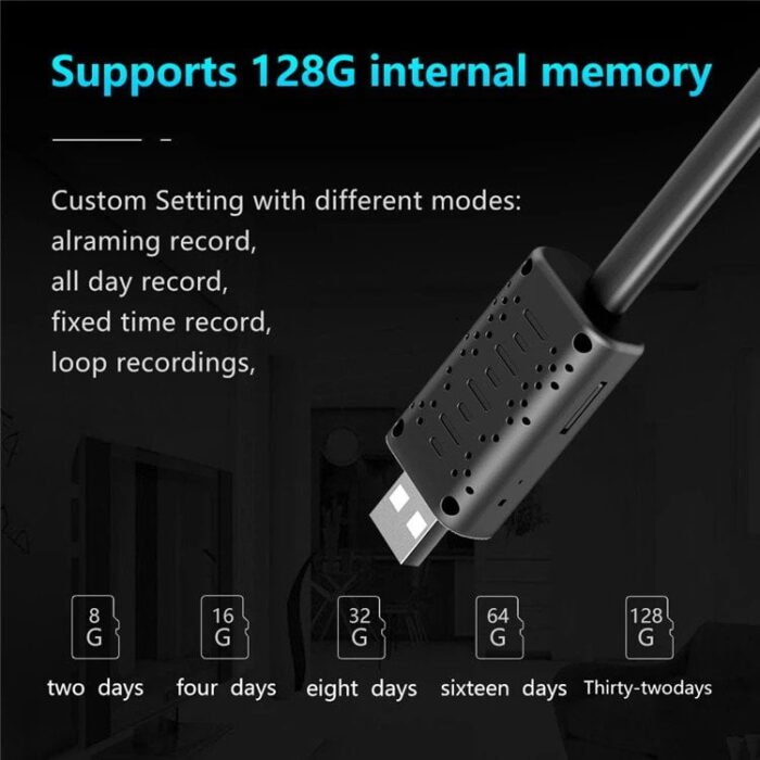 1080p HD USB Universal WiFi Mini Flexi Neck Camera, 140° Wide View Angle Loop Recording Security Camera, Wifi USB Camera Live Remote Monitoring for Mobile Phone, Window Pc Security Camera - Image 7