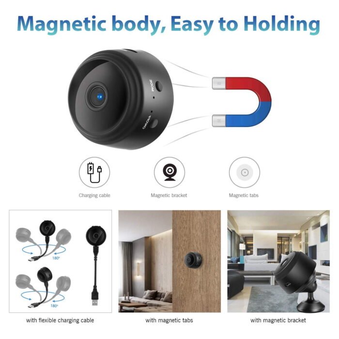 WiFi Mini Magnetic Wireless Spy Hidden Camera, HD 1080P Small Portable Round Hidden Camera, 150° Wide Angle Indoor Security Spy Camera, Motion Detection, Instant Notifications Night Vision Spy Camera - Image 7