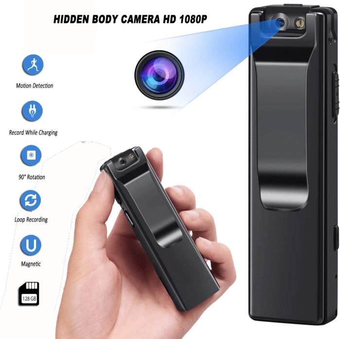 1080P Wearable Body Mounted Camera, Mini Pocket Audio Video Recorder with Metal Body Back Clip, 3 Hours Battery Backup - Image 2