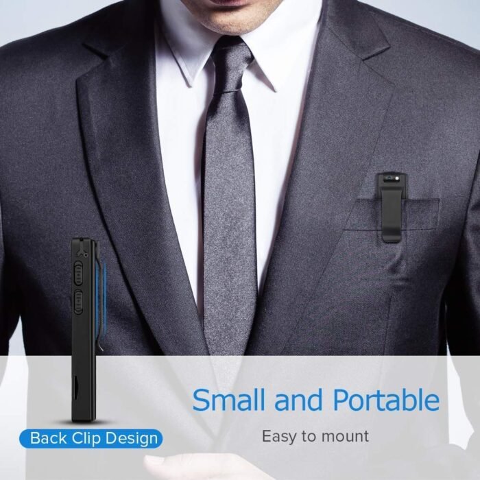 1080P Wearable Body Mounted Camera, Mini Pocket Audio Video Recorder with Metal Body Back Clip, 3 Hours Battery Backup - Image 6