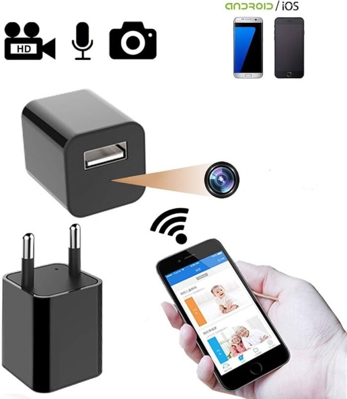 Wifi USB Charger Spy Camera 1080P with Loop Recording, Live Streaming Hidden Camera Invisible Lens