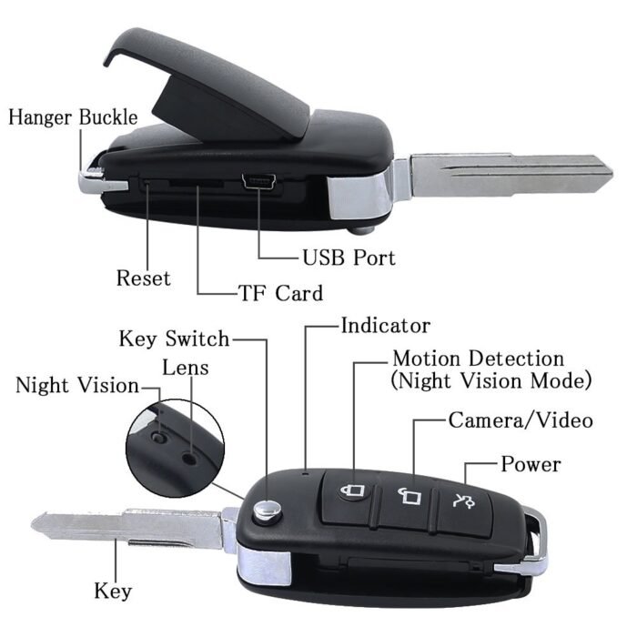 HD 1080P Mini Car Key Camera Video Spy Camera with IR Night Vision & Motion Detection, Portable Small Recording Device for Indoor and Outdoor - Image 6
