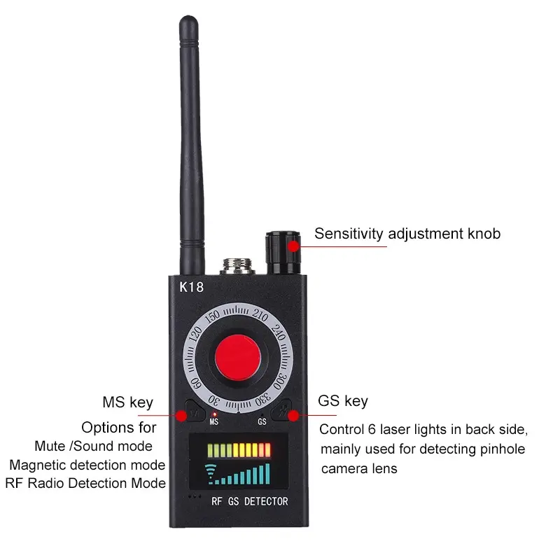 Anti-Spy Bug Detector RF Finder Hidden Camera Hunter- K18 Advance - Image 8