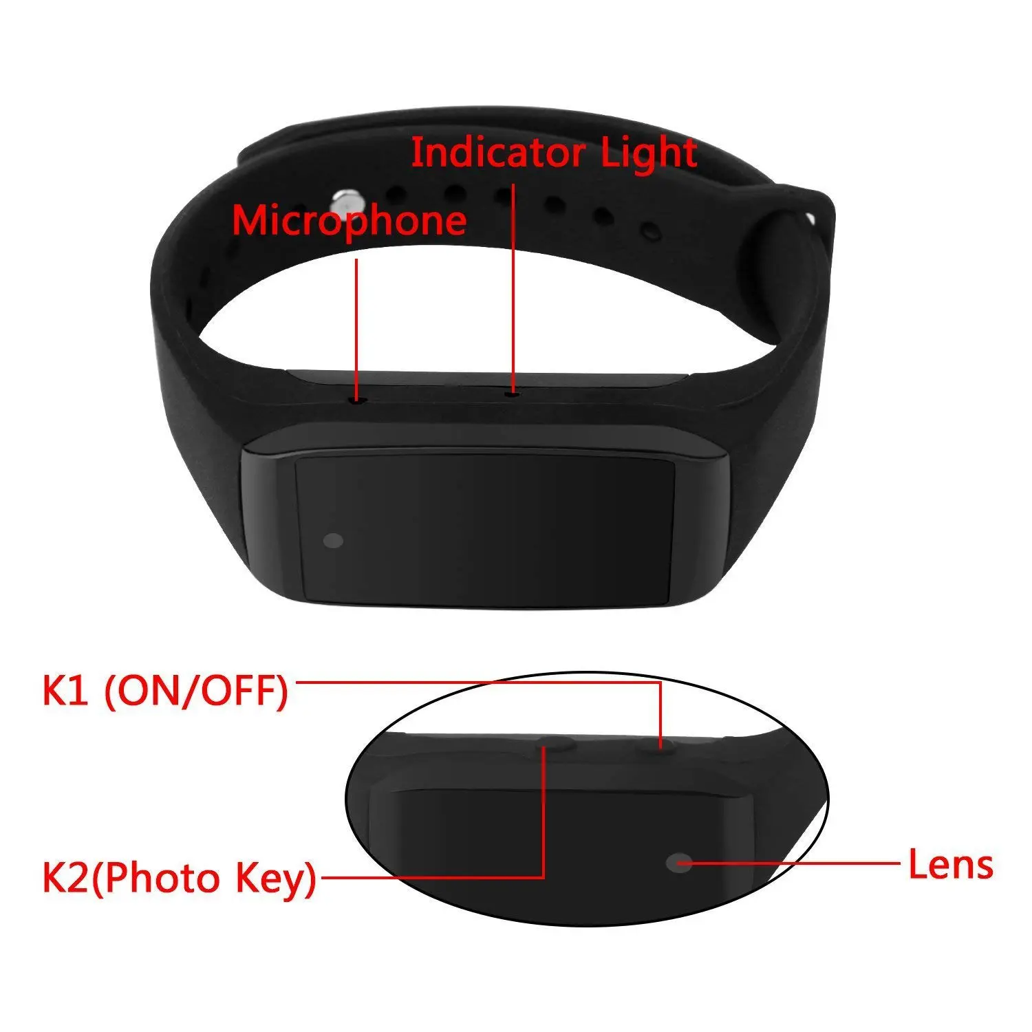1080P HD Wearable Wristband Portable Audio Video Recording Camera, HD Bracelet Spy Camera - Image 3