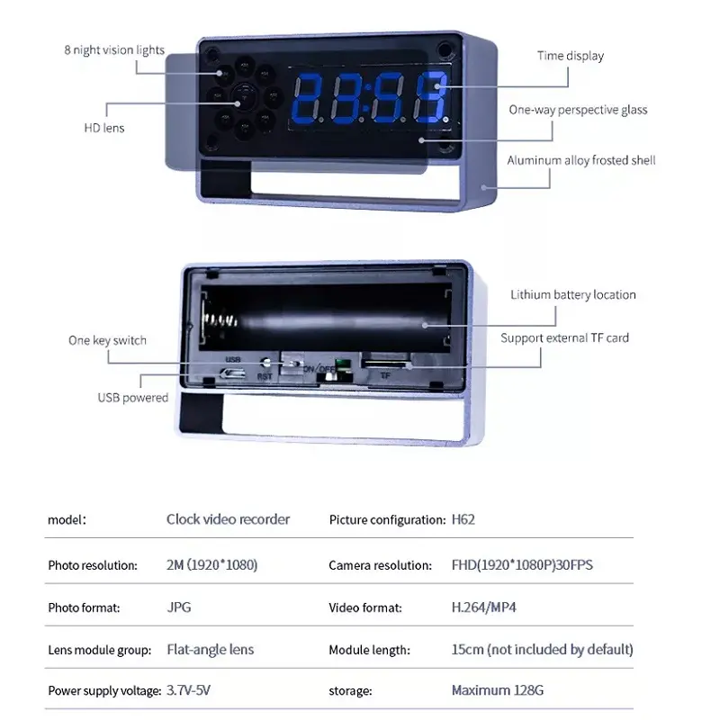 table clock hd camera