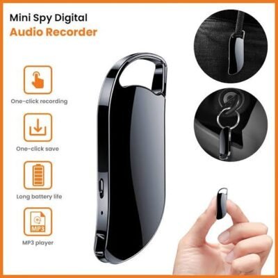 Spy Keychain Voice Recorder, 15Hours Battery Backup with Sensitive Noise Recording Mode, Voice Activated Recording Devicewith Inbuilt Memory 32GB Spy Voice Recorder