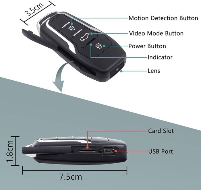1080P Spy Camera Hidden Camera Car Key, Mini hidden camera car key camera with motion detection, 150 Minutes Battery Life, Best Surveillance & Security Hidden Camera - Image 2