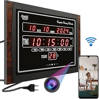 Full HD 5G Digital Wall Clock Spy Camera with Audio Recording, 5G SIM Based Live Monitoring Digital Wall Clock, Wall Clock Spy Camera 24x7 Recording Live Monitoring Motion Detection Loop Recording  32 GB Inbuilt Memory