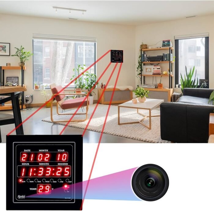 Full HD 5G Digital Wall Clock Spy Camera with Audio Recording, 5G SIM Based Live Monitoring Digital Wall Clock, Wall Clock Spy Camera 24x7 Recording Live Monitoring Motion Detection Loop Recording  32 GB Inbuilt Memory - Image 2