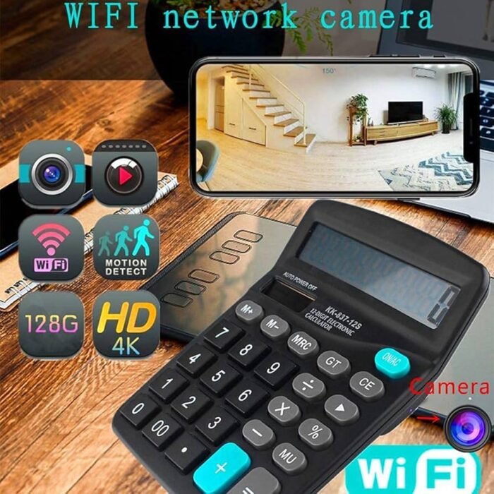 WIFI Calculator Spy Camera with Live Streaming, Desktop Calculator Hidden Spy Security Camera, Spy Camera 4K Wi-Fi Calculator Camera with Audio Video Recording Watch Live Surveillance Security Camera - Image 4